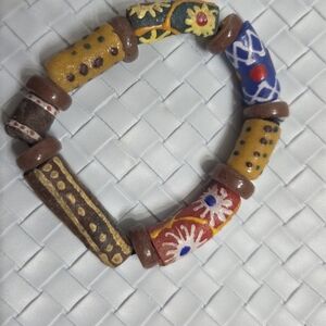 African Original Painted Beaded Bracelet